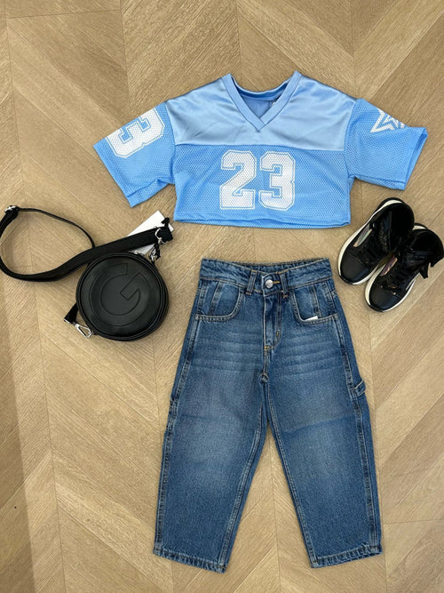 maglia crop azzurra