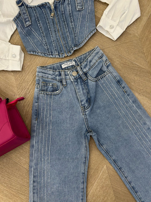 jeans denim strass
