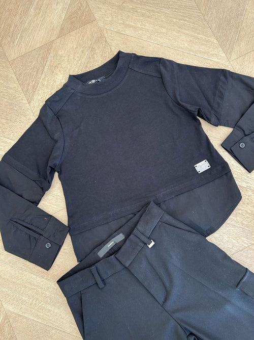t-shirt camicia nera