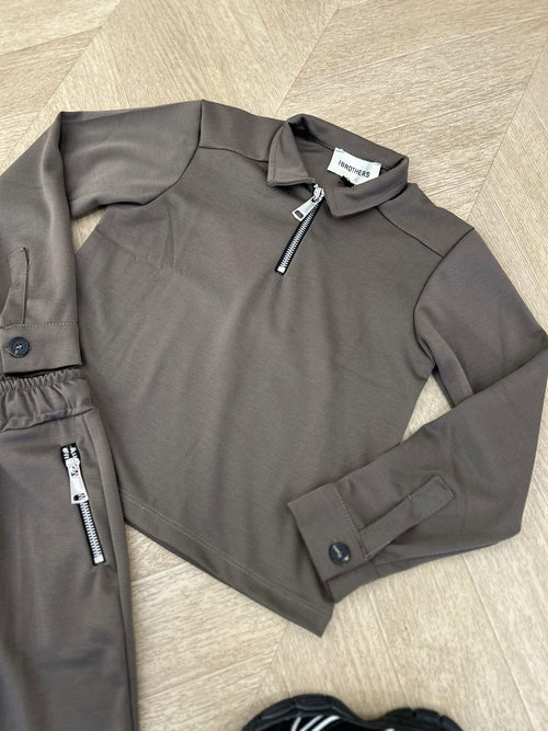 coordinato zip fango