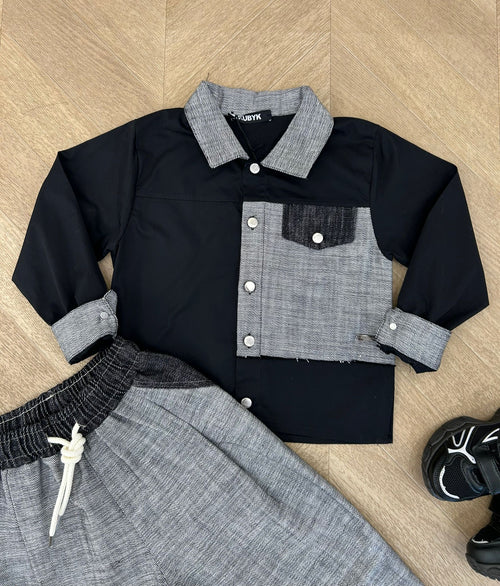 camicia jeans nera