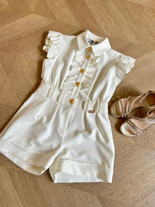 Tutina bianca con bottoni oro