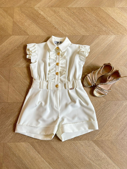 Tutina bianca con bottoni oro