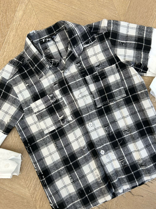 camicia nera quadri