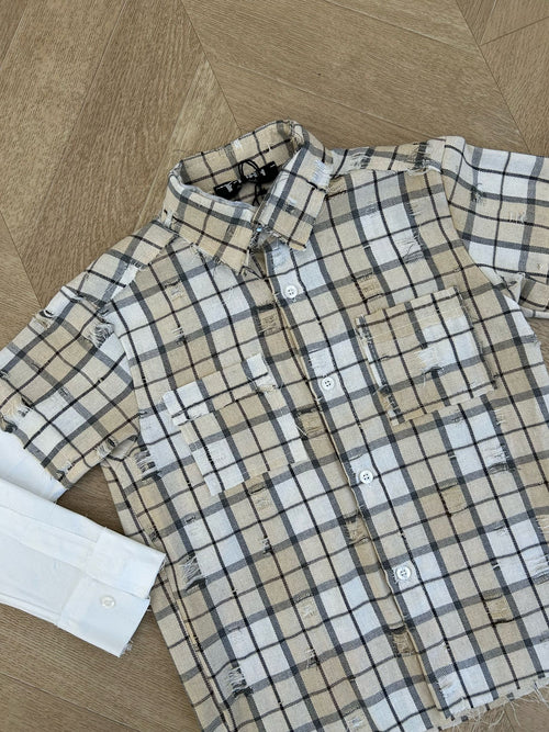 camicia quadri panna