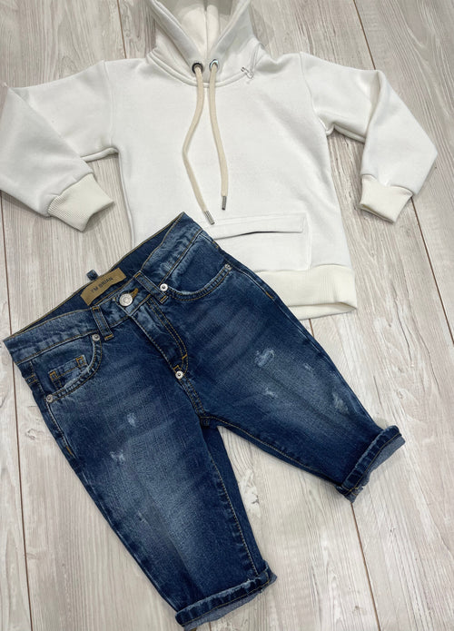 Felpa allfive bianca con tascone e zip