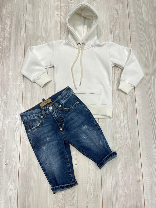 Felpa allfive bianca con tascone e zip