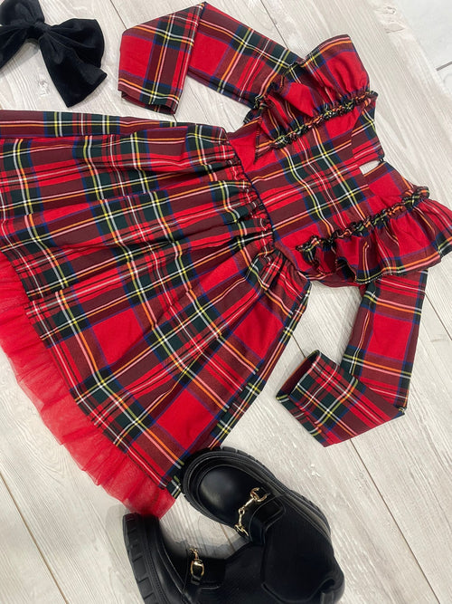 Abito scozzese con tulle
