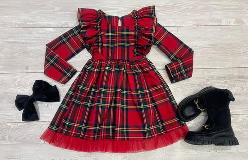 Abito scozzese con tulle