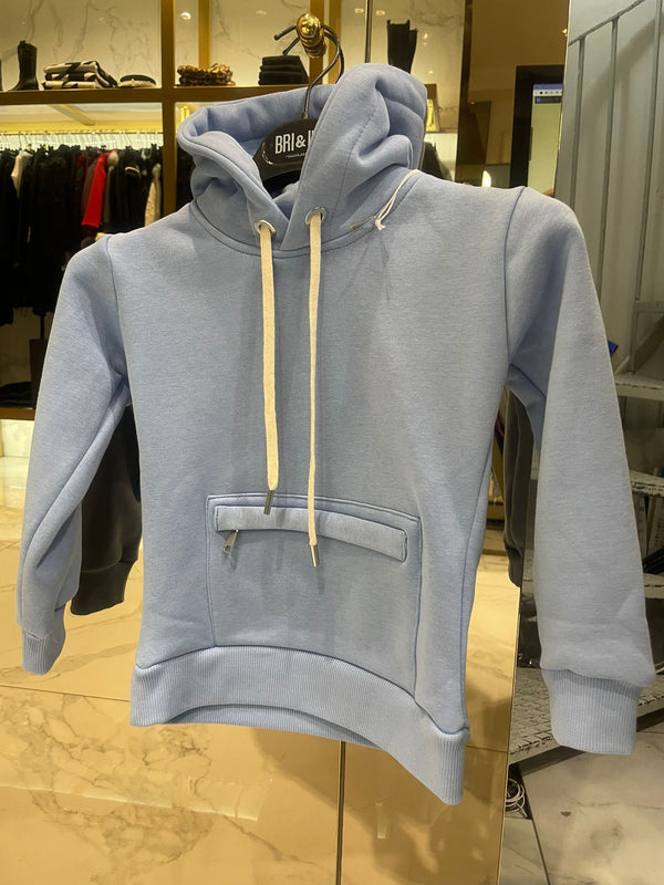 Felpa allfive azzurra con tascone e zip