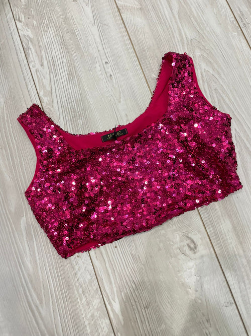 Top glitter fuxia